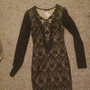 Black lace dress nude illusion